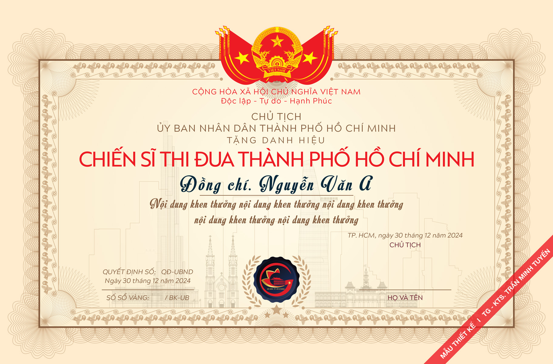 Hiện vật khen thưởng TP. HCM